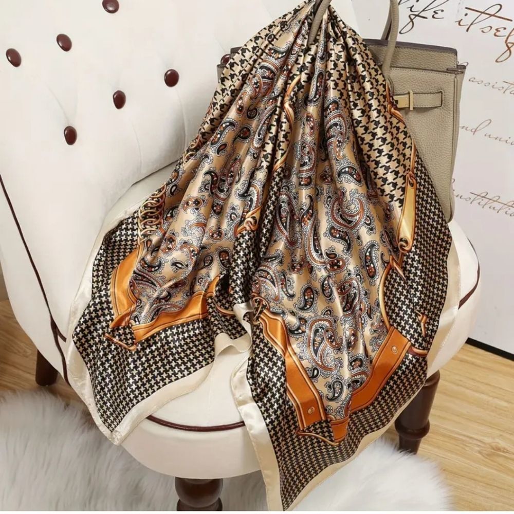 Elegant paisley luxury print scarf shawl wrap head cover